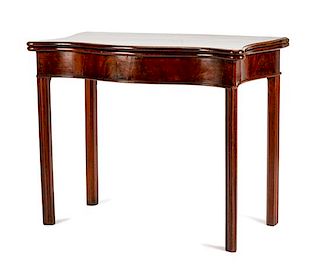 A Georgian Style Mahogany Flip-Top Game Table Height 29 x width 36 x depth 18 inches (closed).