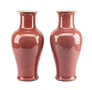 A Pair of Chinese Porcelain Vases Height 19 inches.