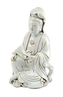 A Chinese Blanc-de-Chine Porcelain Figure Height 10 inches.
