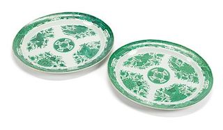 A Pair of Chinese Export Porcelain Platters Width 20 inches.