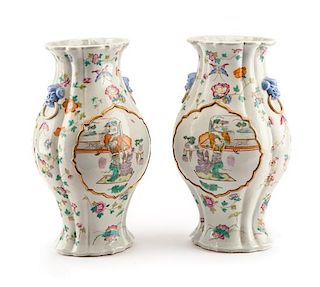 A Pair of Chinese Porcelain Vases Height 15 1/2 inches.