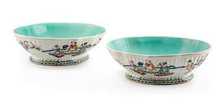 A Pair of Chinese Porcelain Bowls Width 10 1/2 inches.