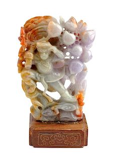 A Chinese Lavender Jade Carving Height 5 inches.