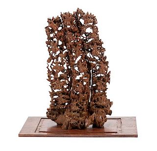 A Chinese Wood Carving Height 34 inches.