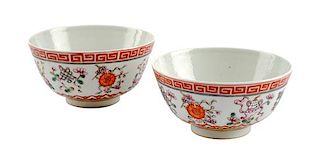 A Pair of Chinese Porcelain Rice Bowls Height 4 1/2 inches.