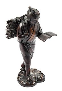 A Japanese Bronze Figure Height 18 1/2 inches.