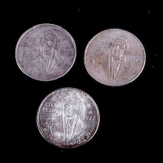 ColecciÌ_n de monedas. MÌ©xico. S. XX. Elaboradas en plata .720. 1 de 1977 y 2 de 1978. Pzas: 3