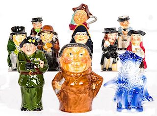 A Collection of Thirteen Porcelain Character and Toby Jugs by Various Makers, 20th Century,