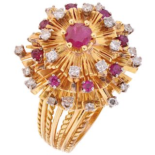 J ROSSI ruby and diamond 18K yellow gold ring.