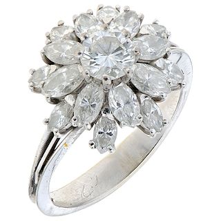 A diamond 18K white gold ring.