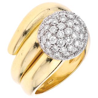 A diamond 18K yellow and white gold ring.
