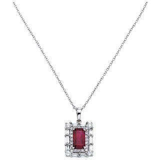 A 14K white gold MEIRA T choker and ruby and diamond 18K white gold pendant.