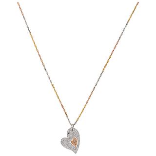 A 14K white, rose and yellow gold necklace, and diamond white and rose gold pendant.