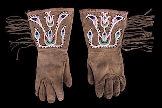 Eastern Sioux Beaded Gauntlets circa 1890