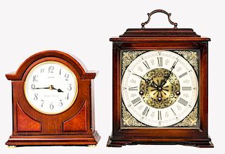 A Linden Mahogany Mantle Clock Made by the Cuckoo Clock MFG. (Germany), 20th Century,