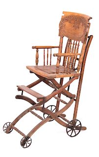Early Victorian Child High Chair Stroller Combo