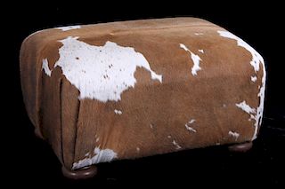 Holstein Cow Hide Ottoman with Pillows