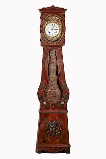 A French Provincial Tall Case Clock, 18th Century.