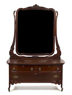 A Victorian Mahogany Chest of Drawers with Mirror, Height overall 79 x width 52 3/8 x depth 23 1/4 inches.