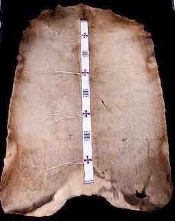Sioux Elk Hide Chief's Blanket Beaded Strip 1900-