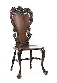 An American Late Victorian Mahogany Side Chair, likely Rockford, Illinois, Height 42 1/2 inches.