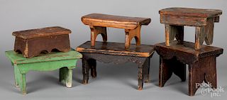 Six assorted footstools