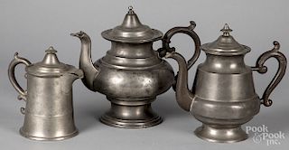 Middletown, Connecticut pewter teapot and syrup