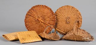 Group of woven basketry items