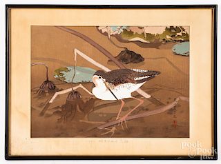 Pair of Japanese mixed media works of birds