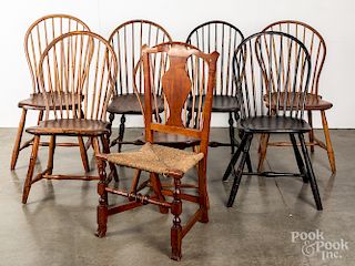 Seven bowback Windsor chairs