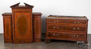 George III inlaid mahogany desk and bookcase
