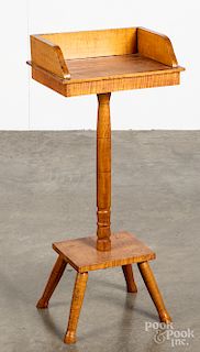 Bench made tiger maple stand, 33 1/2" h., 14 1/2"