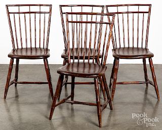 Set of four rodback Windsor chairs