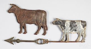 Two swell bodied cow weathervanes