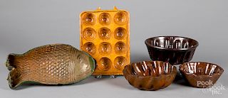 Five redware molds