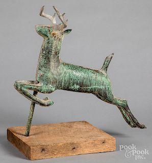 Copper leaping stag weathervane
