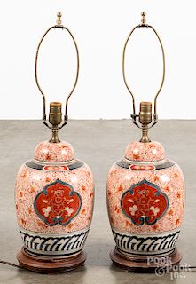 Four Japanese porcelain table lamps