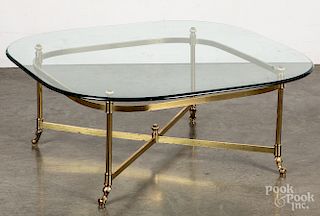 Brass table with glass top