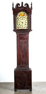 Federal painted pine tall case clock