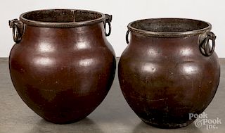 Two large Middle Eastern copper planters