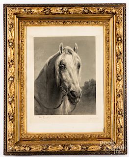 Rosa Bonheur signed lithograph of a horse