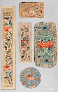 Chinese silkwork panels, etc.