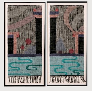 Jodi Meyers (20th Century) Untitled, Woven textile diptych,