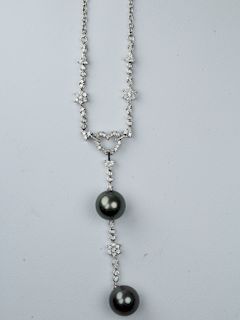 18k White Gold & Tahitian Pearl Necklace