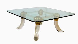 A Contemporary Glass and Metal Low Table, 20th Century.