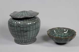 (2) Pieces, Chinese Crackleware Vessels