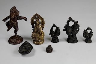 (7) Assorted India Bronze Figurines
