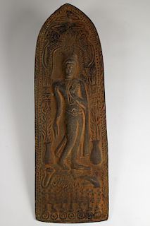 Antique Figural Iron Buddha Relief