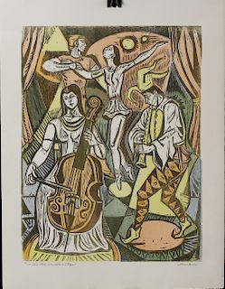 "All the World's a Stage" Woodcut by Irving Amen
