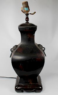 Chinese Bronze Twin Handled Urn Form Lamp